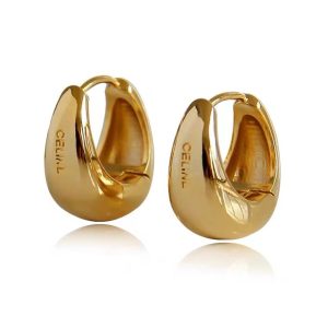 French Celi Earrings Women's Gold Hoops Premium Copper Plated 18k Real Gold Circle Earrings Earrings Plain Ring Earrings