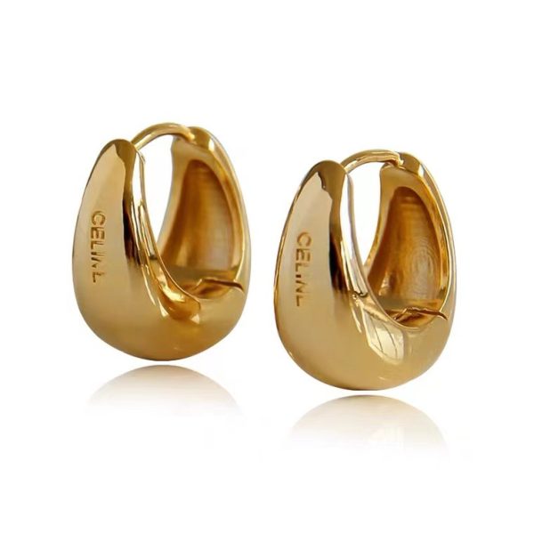 French Celi Earrings Women's Gold Hoops Premium Copper Plated 18k Real Gold Circle Earrings Earrings Plain Ring Earrings - Image 5