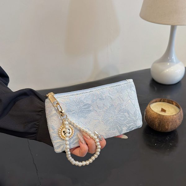 2025 new national style lace Chinese style pearl hand zipper long wallet women's card holder short coin purse bag - Image 4