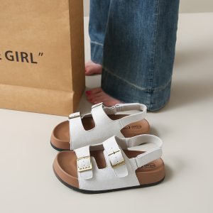 Thick-soled double-buckle Birkenstock sandals for women wear 2025 new fashionable and versatile comfortable casual open-toe beach sandals