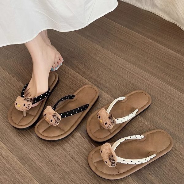 Hello kitty flip-flops women's summer wear clip foot seaside beach anti-slip soft-soled sandals 2025 new model - Image 3
