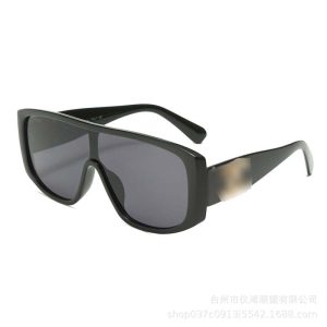 New European and American large frame one-piece fashion sunglasses women's high-end sunscreen party personality retro sunglasses wholesale