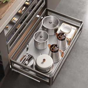 Kitchen pull-out basket cabinet gun gray stainless steel drawer dish storage cabinet drawer drawer bowl basket chopsticks storage box