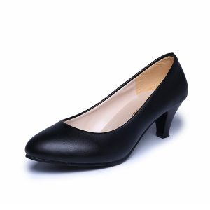 New temperament high heels, pumps, office shiny leather shoes, women's plus-size block heels, work shoes, one piece of delivery