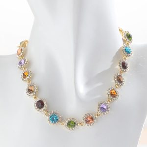 Cross-border same color rhinestone necklace women's foreign trade hot selling personality temperament gemstone necklace round full diamond collarbone chain