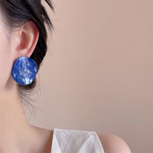 French vintage design candy color twisted piece round acetic acid earrings women's summer new niche resort style earrings
