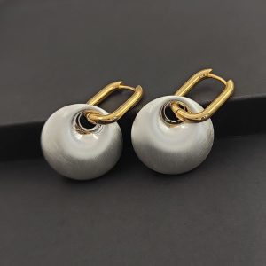 European and American personalized fashion geometric metal brushed earrings, a two-wear retro Hong Kong style simple design earrings