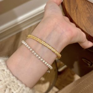 Italy vintage French brushed wheat ear woven bracelet women's niche design is exquisite, fashionable, and high-end