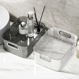 Light luxury desktop storage box, bathroom, bathroom, kitchen, cosmetics, lipstick, sundries organizer, glacier pattern storage basket