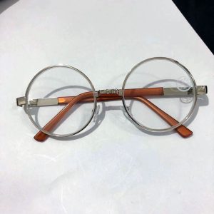 Round crystal glass sunglasses, flat mirror, no degree, retro sunglasses, round frame male sunglasses, female eye-catching eye protection