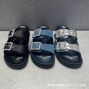 Slip-flops women's 25 summer new 71720088 bright diamond square buckle thick-soled Birkenstock shoes to wear flip-flops