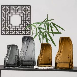 Creative special-shaped rockery glass vase Chinese style simple living room decoration ornaments flower aquaculture flower arranger