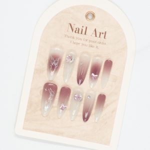 Nine purple fire wearable nails, pure desire nail patches, nail patches, handmade false nails, light luxury nail art pieces, 30 pieces