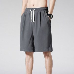 Quick-drying ice silk five-point pants men's summer foreign trade thin Hong Kong style loose large size wear big pants sports shorts