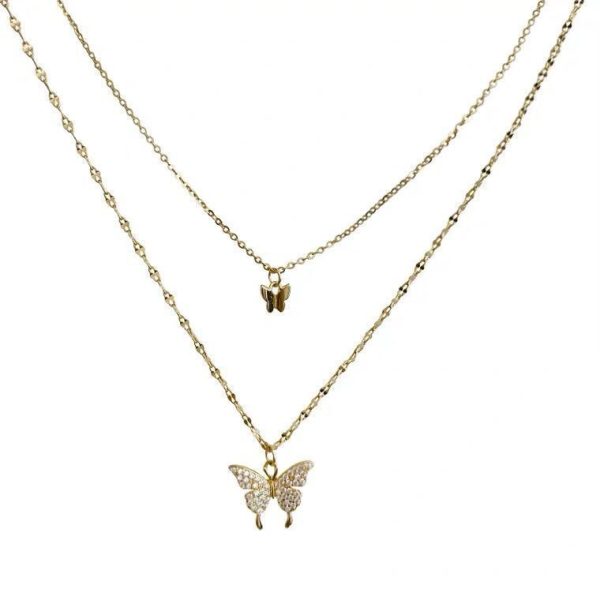 2021 new double-layer butterfly sterling silver necklace female ins niche design sense high-end collarbone chain jewelry pendant - Image 5
