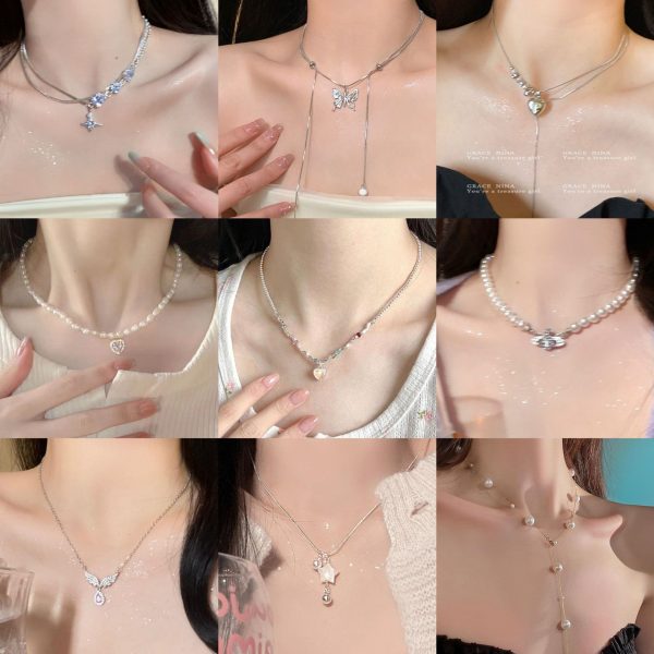 Beaded necklaces do not fade, women's summer luxury, versatile jewelry, niche love pearl clavicle chain accessories wholesale