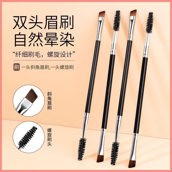 Eyebrow brush spiral brush a double-head beveled flat-head eyelash brush sweeping eyebrow trimming eyebrow thrush portable dual-use eyebrow powder