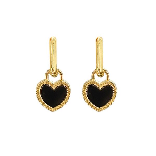 Black and white double sided love lock earrings French vintage luxury fashion commuter earrings exquisite and versatile earrings wholesale - Image 5
