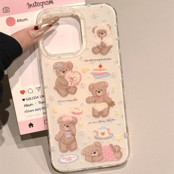 IMD double-layer large hole cute bear plus rotating stand for iPhone16promax phone case apple 15p - Image 2