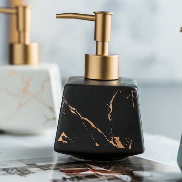 Light luxury ceramic hand sanitizer, shower gel, shampoo, water bottle, lotion, press bottle, model room bathroom decoration - Image 4