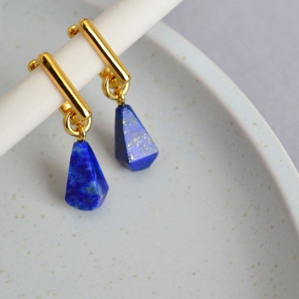 French niche, simple, light luxury, high-quality, three-dimensional geometric lapis lazuli, green agate pendant, brass gold-plated necklace women - Image 4