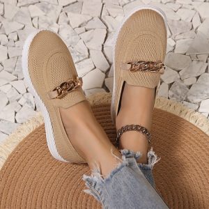 European and American foreign trade thick-soled fly-woven soft-soled single shoes, women's one-foot knitting, breathable loafers, women's board shoes, independent station