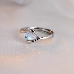 925 silver-plated embrace moonstone ring 2024 new explosive light luxury niche adjustable index finger women's ring high-end