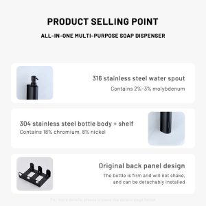 Cross-border exclusive hotel bathroom soap dispenser wall mounted 304 stainless steel bracket shampoo body wash dispenser