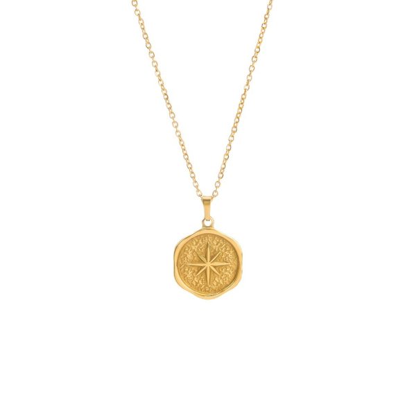 French vintage twist star moon stainless steel necklace personality fashion ladies metal pendant titanium steel necklace - Image 5