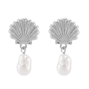 E13441 French retro fashion temperament ZA earrings for women creative shell conch pearl earrings versatile earrings