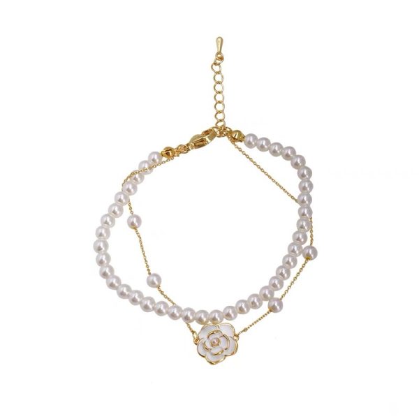 Camellia double-layered pearl bracelet for girls, light luxury, niche delicate hand ornaments, elegant temperament, high-end accessories - Image 5