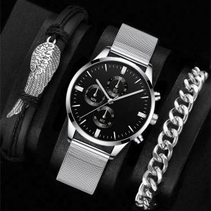 Cross-border hot new versatile men's foreign trade wholesale trend belt watch watch bracelet set fashion casual