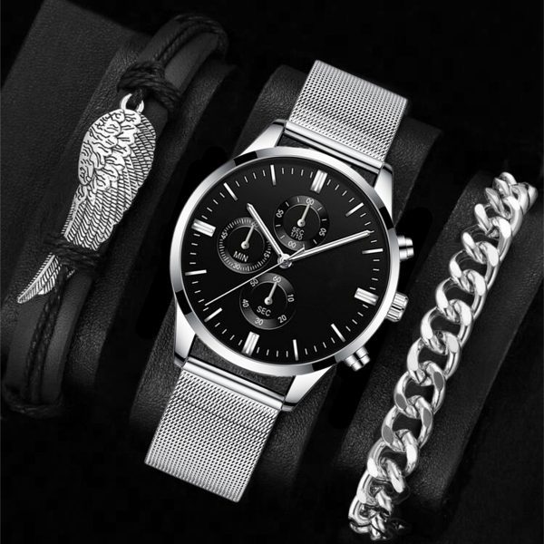 Cross-border hot new versatile men's foreign trade wholesale trend belt watch watch bracelet set fashion casual - Image 3
