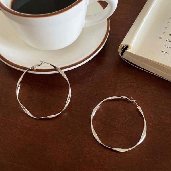 Fashion hoop earrings, women's face, suitable French temperament earrings, light luxury, high-end plain rings, French ear buckles, Yiwu - Image 3