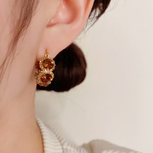 French retro temperament, Hong Kong style, exquisite zircon circle earrings, niche design, light luxury, high-end fashion earrings, women