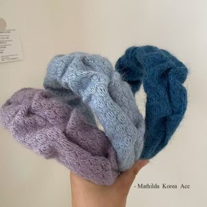 Autumn High Cranial Top Klein Blue Plush Thread Scrunchie Women's French Hair Accessory Headband Headband French Wide-Brim Knit