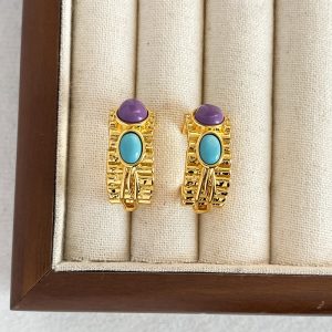 French niche design Aurel*eBide*mann vintage gemstone earrings vintage turquoise earrings for women