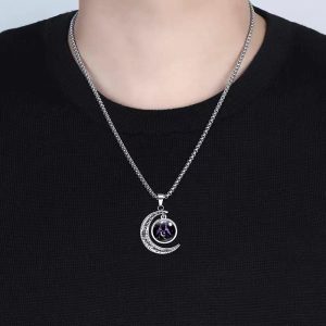 Zodiac Necklace Men's Fashion Brand Versatile High-end Necklace Moon Pendant Jewelry Men's Non-Fading Necklace