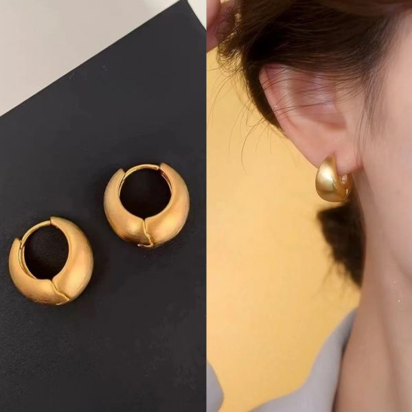 French elegant matte gold brushed water drop earrings copper plated real gold simple and high-end versatile earrings for women