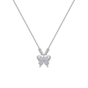 Fangxing cat's eye butterfly necklace women's s925 sterling silver small fresh forest sweet niche design light luxury collarbone chain