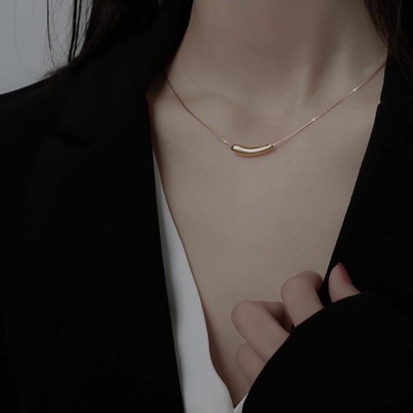 Water drop jewelry necklace women's titanium steel collarbone chain ins simple niche design sense geometric Internet celebrity new in 2023 - Image 3