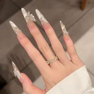 Handmade nail art wears nail ice dew morning butterfly cat's eye butterfly wears nail patches, advanced whitening and detachable