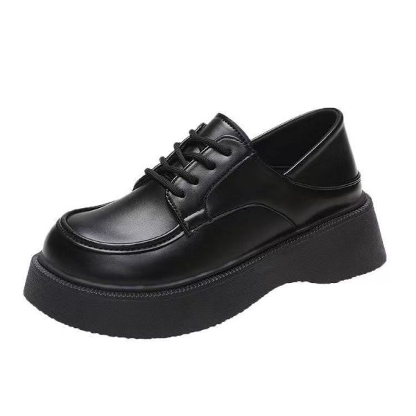 Half support two-wear shoes, small leather shoes, women's 2024 new round toe single shoes, loafers, heightened thick soles, college style, British style - Image 5