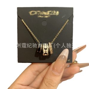 COA Koujia Classic Logo Women's Enamel White and Black Three-Ring Necklace Women's C9446 Counter Quality Clavicle Chain