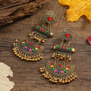 European and American fashion retro exaggerated bohemian ethnic earrings Personalized creative design long slimming fringe earrings