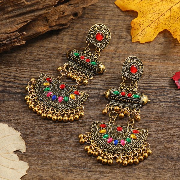 European and American fashion retro exaggerated bohemian ethnic earrings Personalized creative design long slimming fringe earrings - Image 4