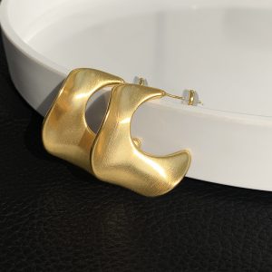 European and American vintage French geometric design gold earrings women's matte silver high-quality temperament earrings vintage style
