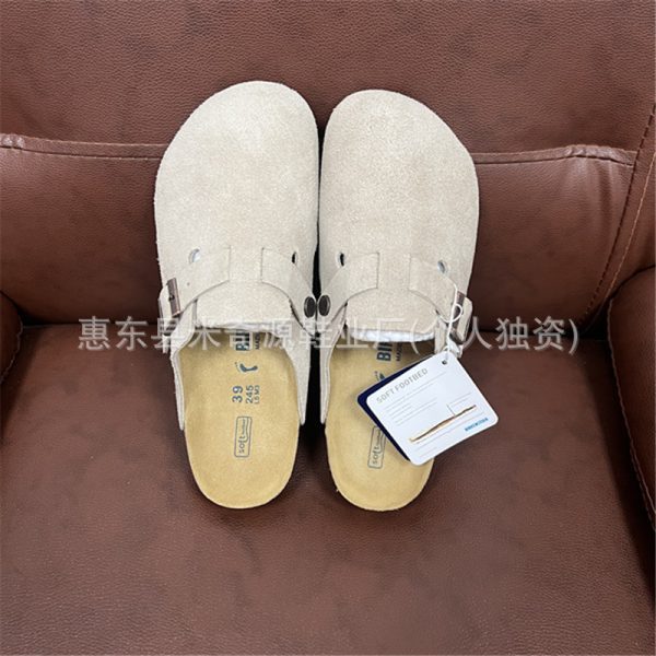 Spot BK Birstock Shoes Soft Sole Wrap Half Slippers Women's Spring 2025 Couple One Foot Slip Slip Leather Birkenstock Shoes