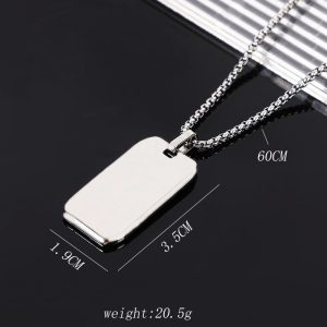 Cross-border European and American high-end titanium steel beveled edge glossy military brand dog tag personalized pendant necklace men's accessories can be engraved