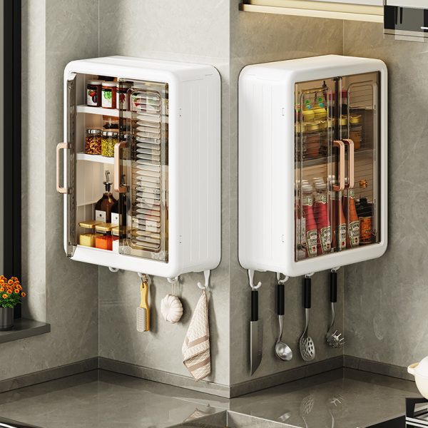 Wall-mounted storage box-free punching-free wall-mounted bathroom moisture-proof storage cabinet magnetic dust-proof storage kitchen spice storage cabinet